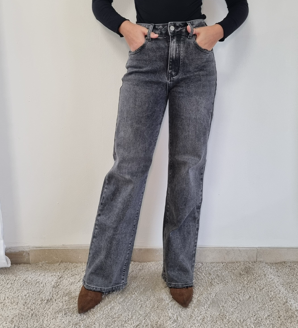 Jeans Extyn Palazzo Nero Sfrangiato