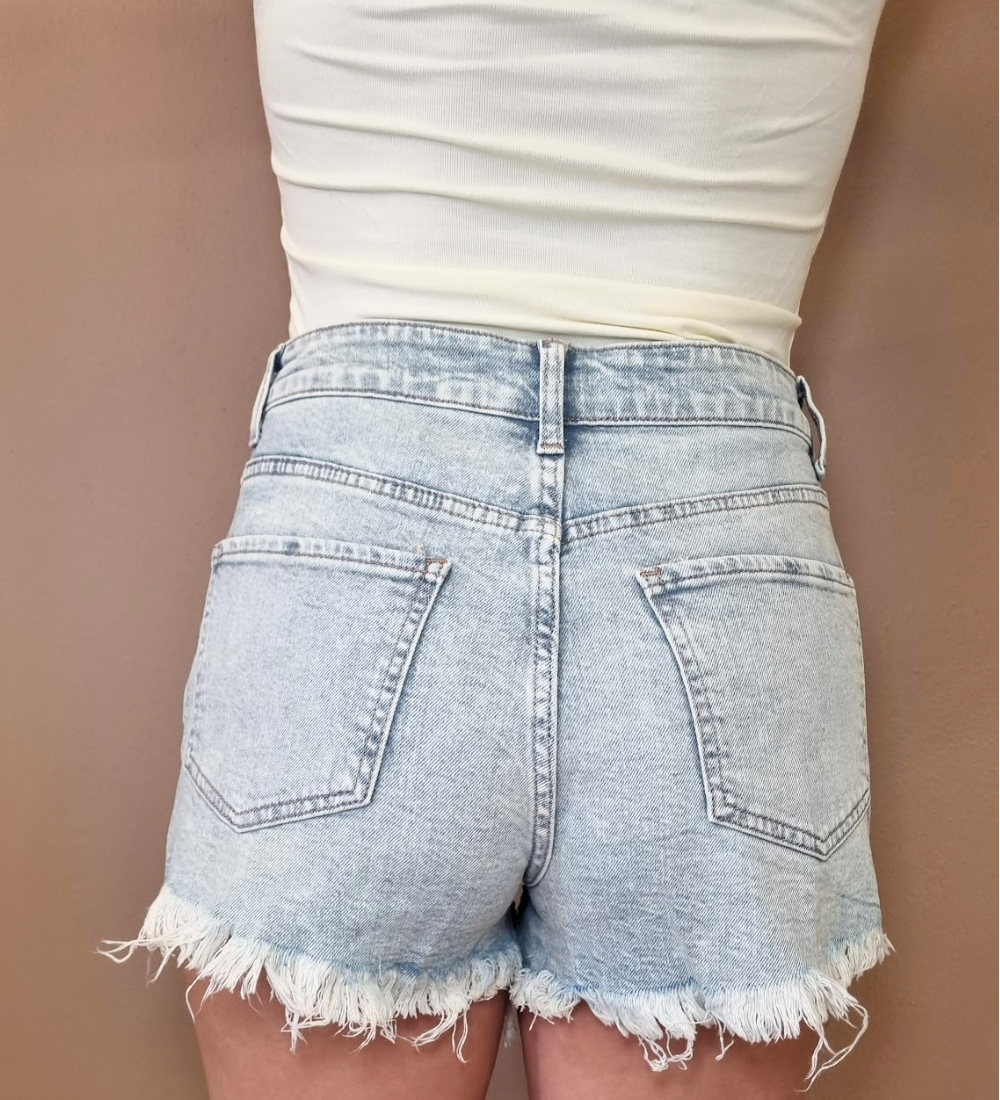 Shorts Denim con Frange e strass