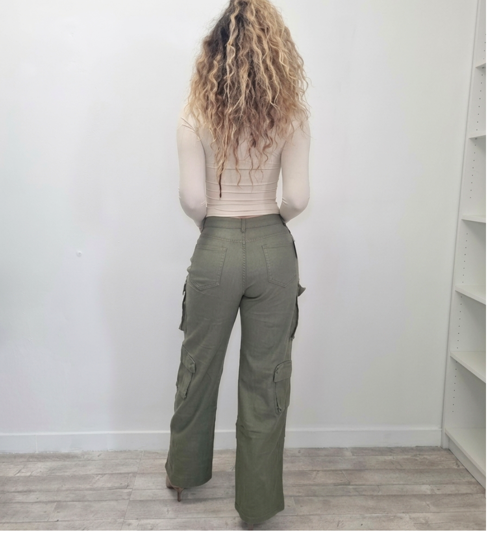 Pantaloni Cargo Wide-Leg con Tasche XL