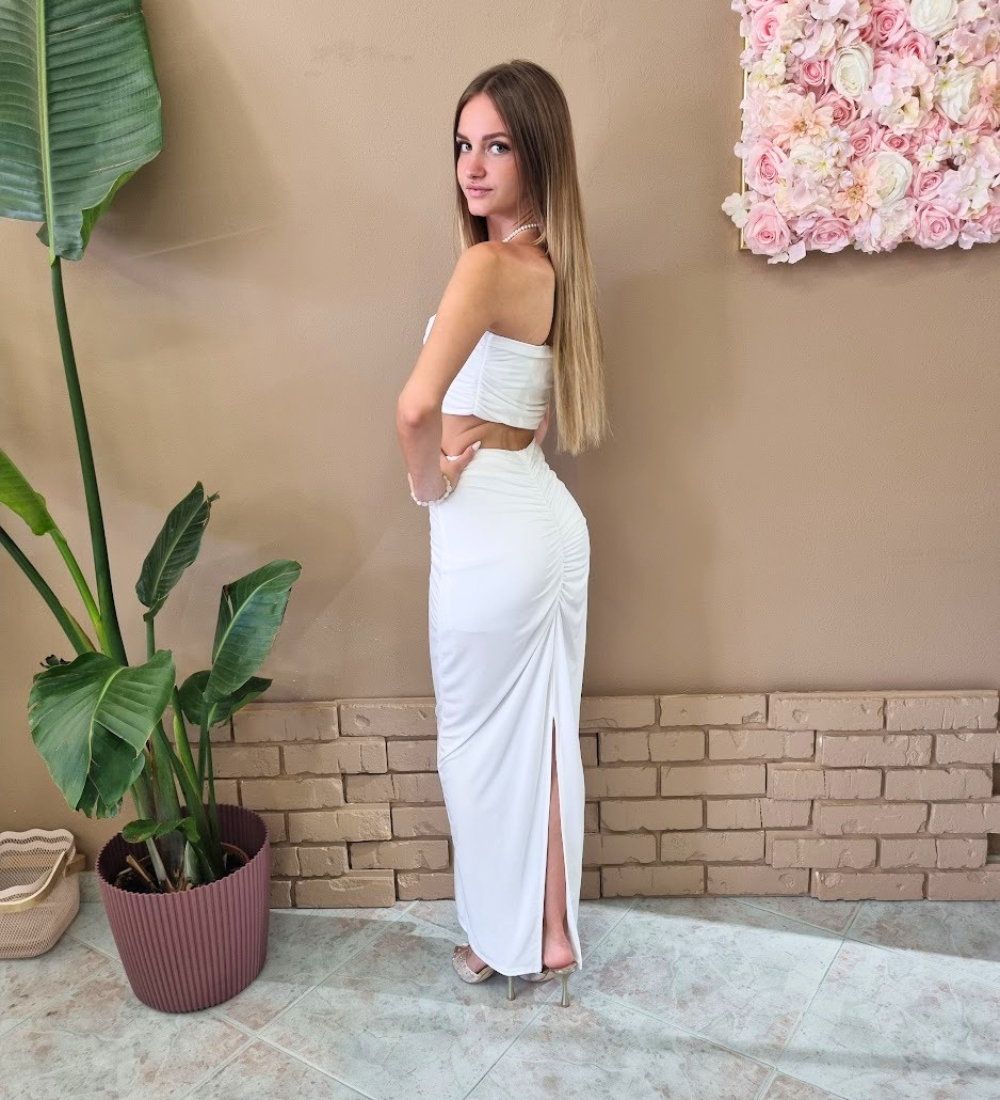 Completo Sirena – Co-ord Top Crop & Gonna Lunga Dettaglio Torsade