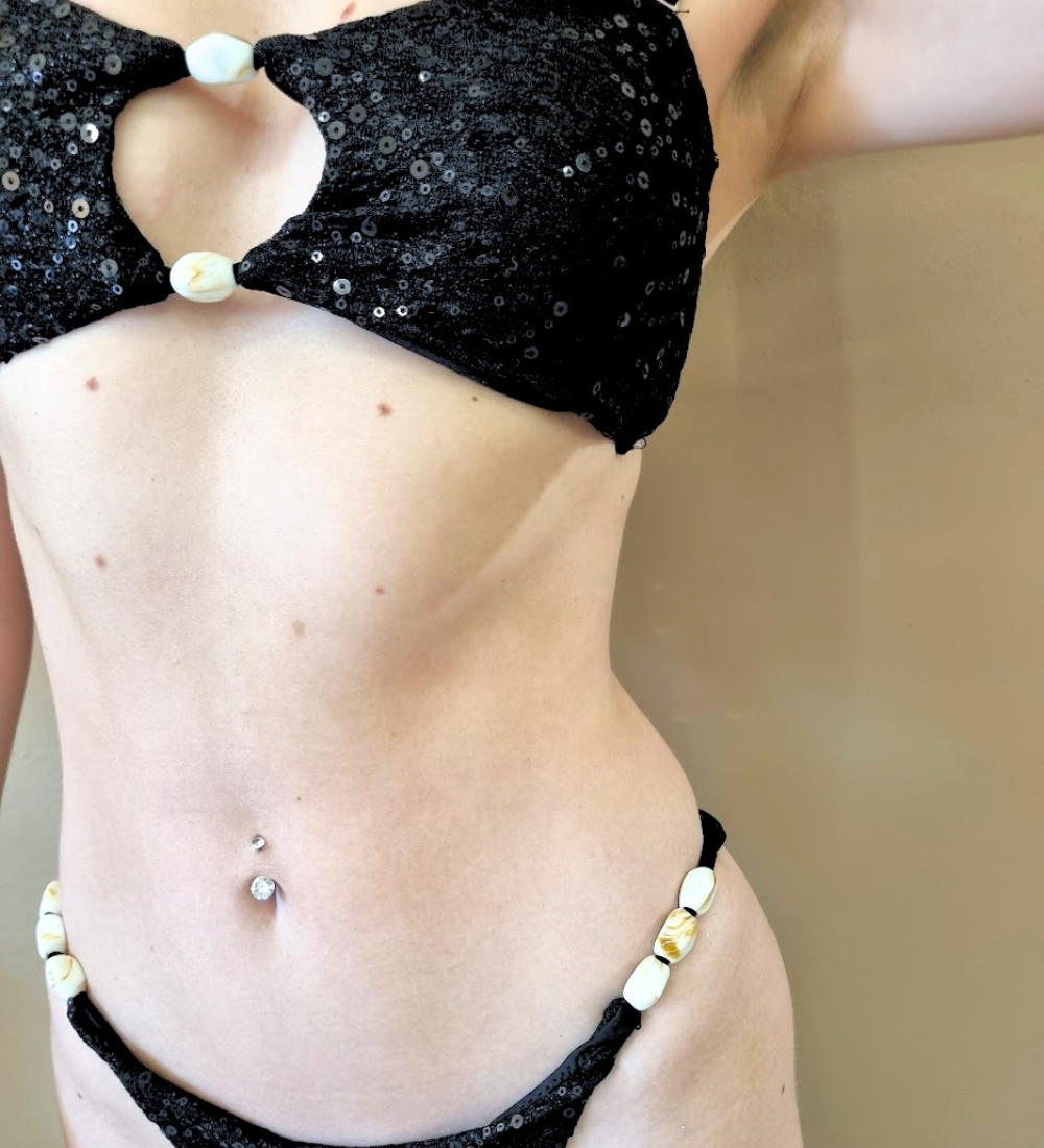 Bikini Glitter & Shells con Dettaglio Cut-Out NERO