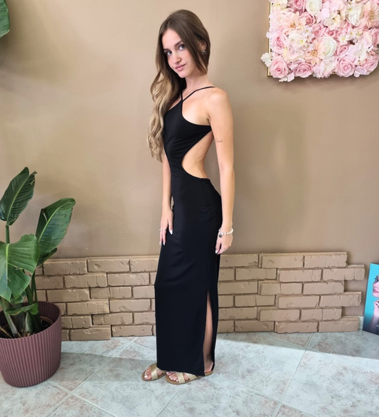 Abito Maxi Cut-Out Backless Nero