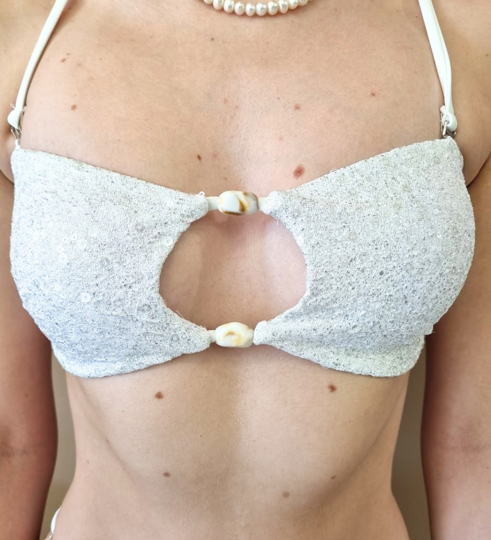Bikini Glitter & Shells con Dettaglio Cut-Out BIANCO