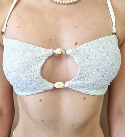 Bikini Glitter & Shells con Dettaglio Cut-Out BIANCO