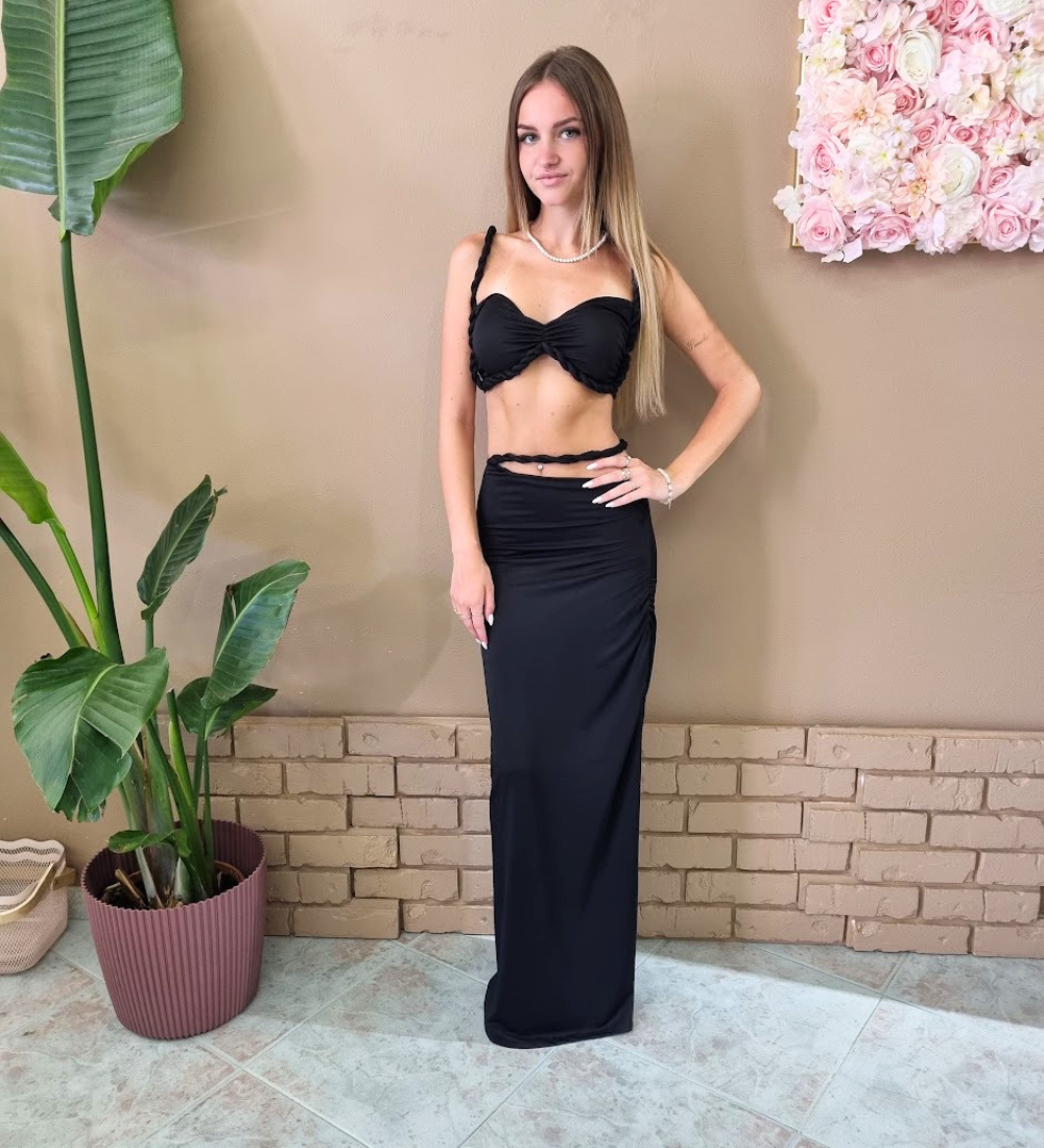 Completo Sirena – Co-ord Top Crop & Gonna Lunga Dettaglio Torsade