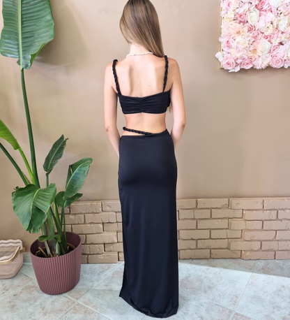 Completo Sirena – Co-ord Top Crop & Gonna Lunga Dettaglio Torsade