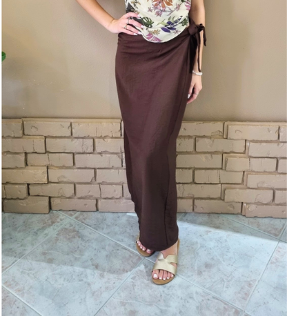 Gonna Pareo  Marrone Caffè – Eleganza Regolabile