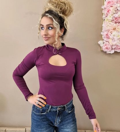 Maglia Freya Maniche Lunghe con Scoltro Cut-Out e Dettaglio a Collo Alto