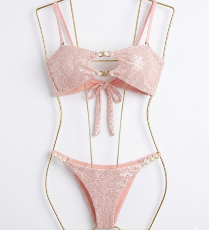 Bikini Glitter & Shells con Dettaglio Cut-Out ROSA CIPRIA