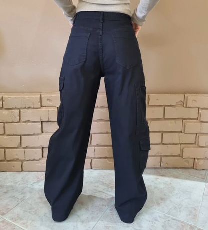 Jeans Balloon Fit Nero con Tasconi Utility