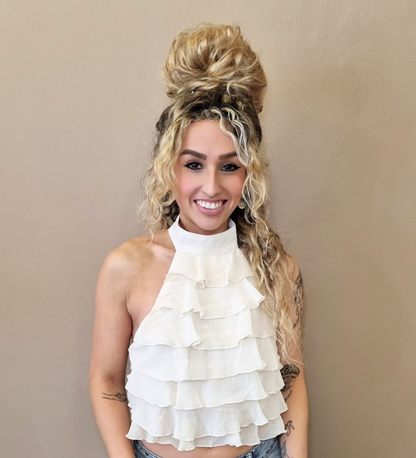 Top a Fascia con Volant e Scollo all'Americana – Bianco Panna