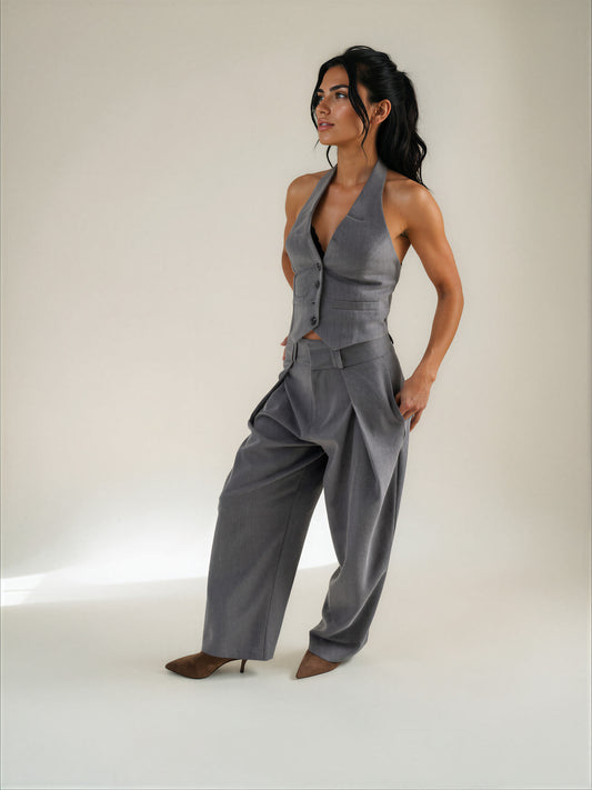 Completo Sartoriale Grigio Gilet e Pantaloni