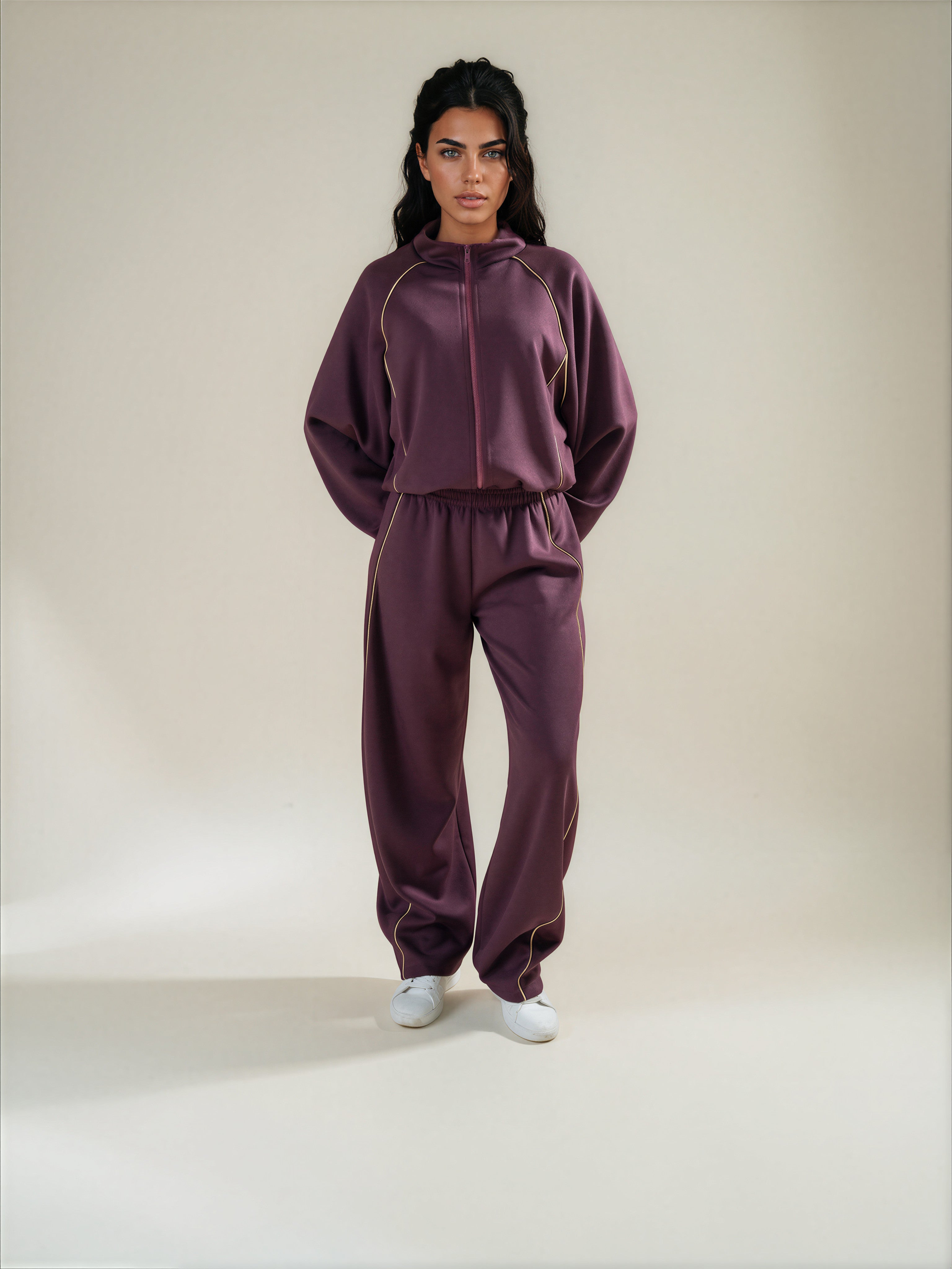Felpa Oversize con Profili a Contrasto
