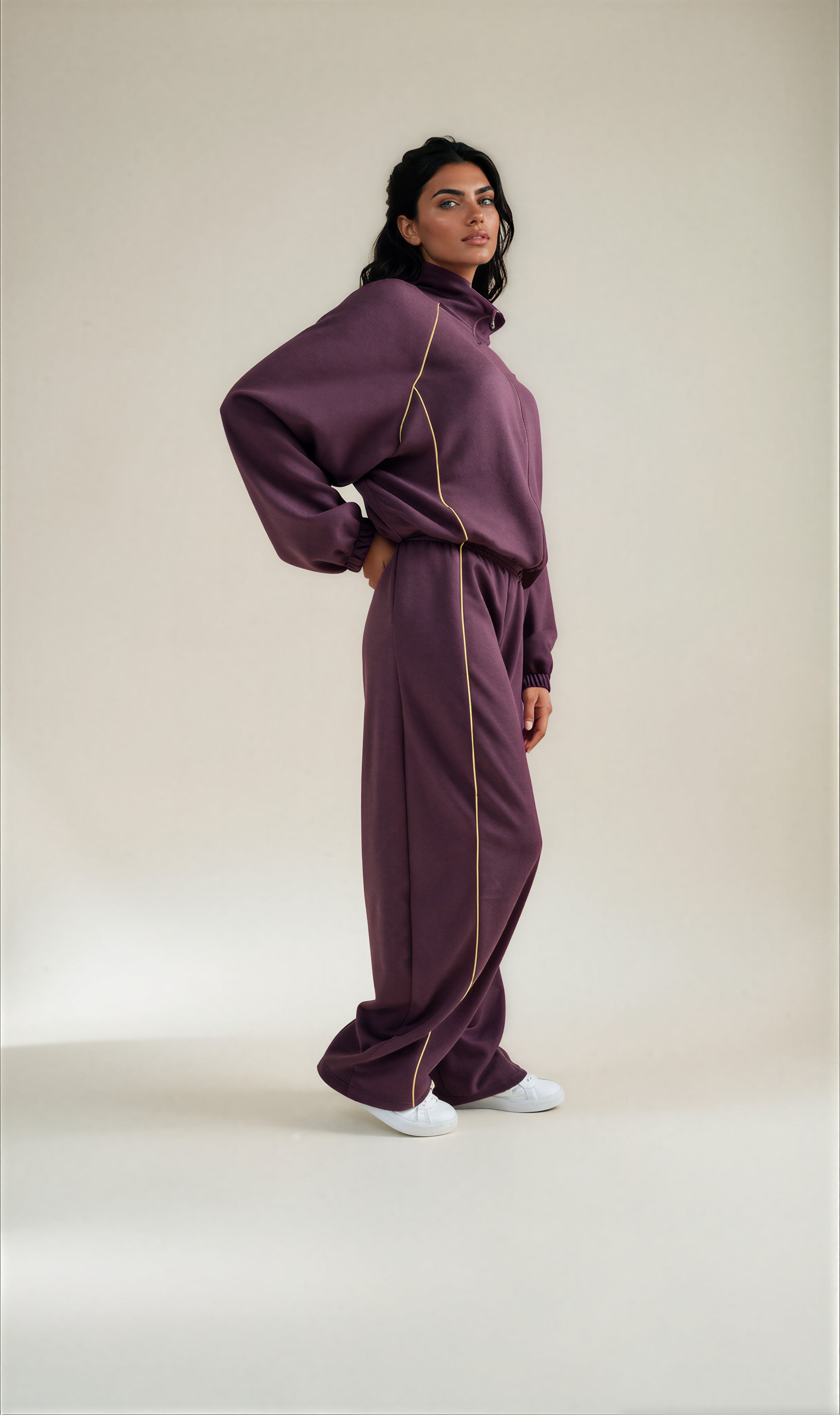 Pantalone Tuta Oversize con Profili a Contrasto