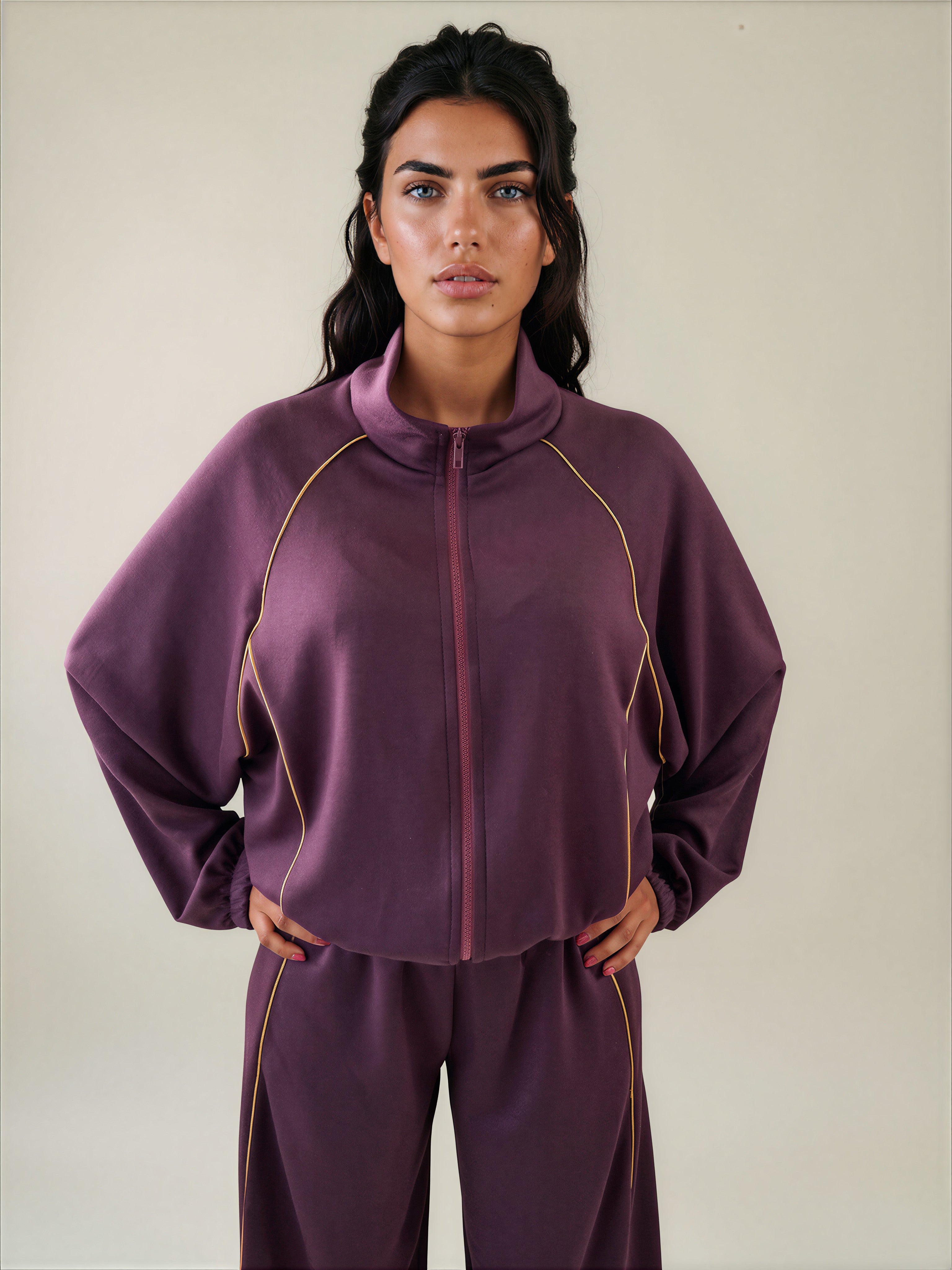 Felpa Oversize con Profili a Contrasto