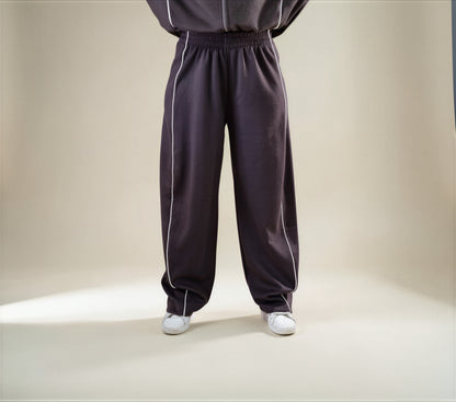 Pantalone Tuta Oversize con Profili a Contrasto