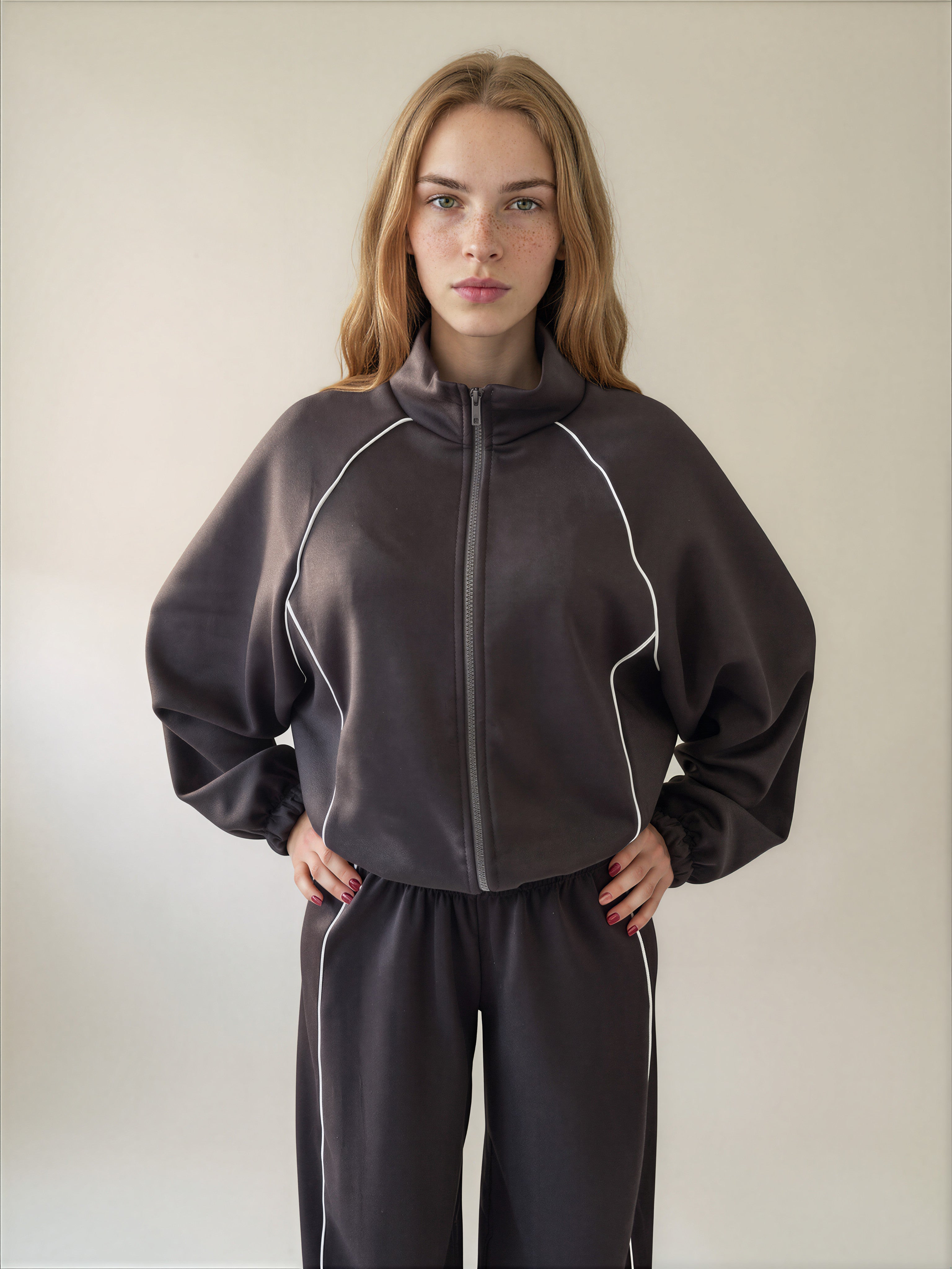 Felpa Oversize con Profili a Contrasto