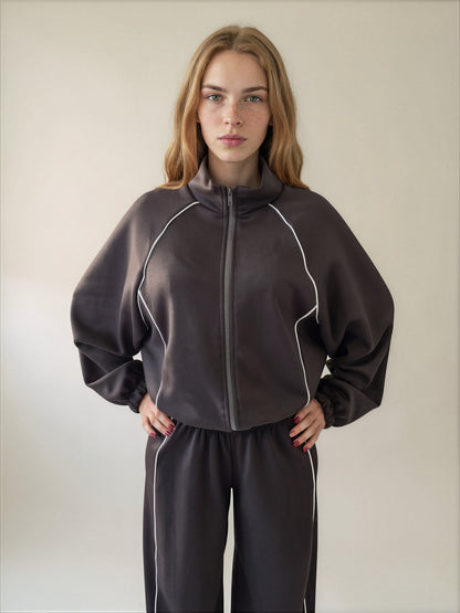 Felpa Oversize con Profili a Contrasto