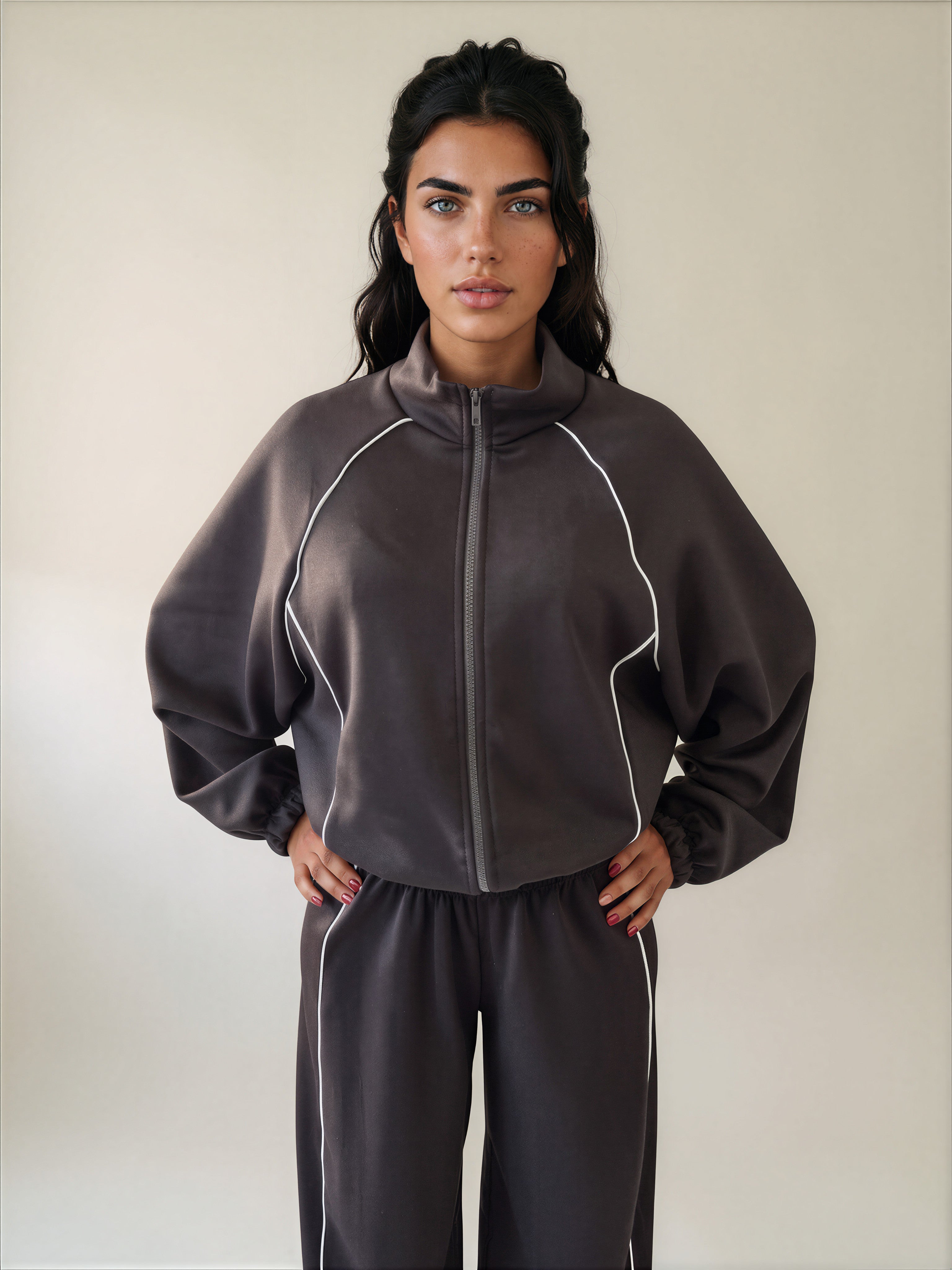Felpa Oversize con Profili a Contrasto