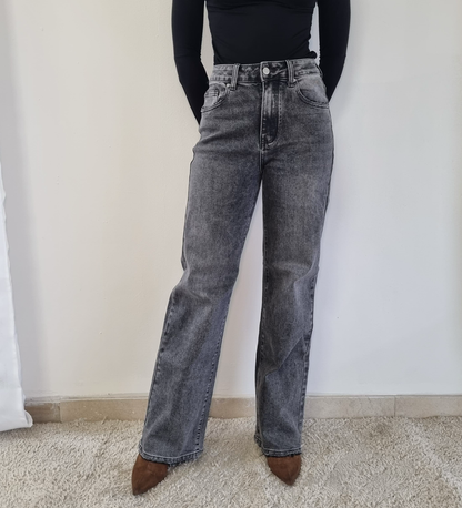 Jeans Extyn Palazzo Nero Sfrangiato