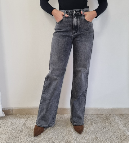 Jeans Extyn Palazzo Nero Sfrangiato