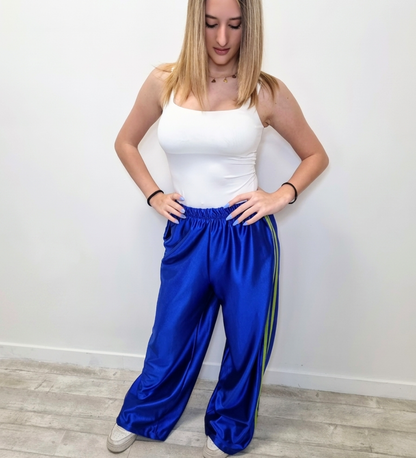 Pantaloni Palazzo Satinati  con Side Stripes