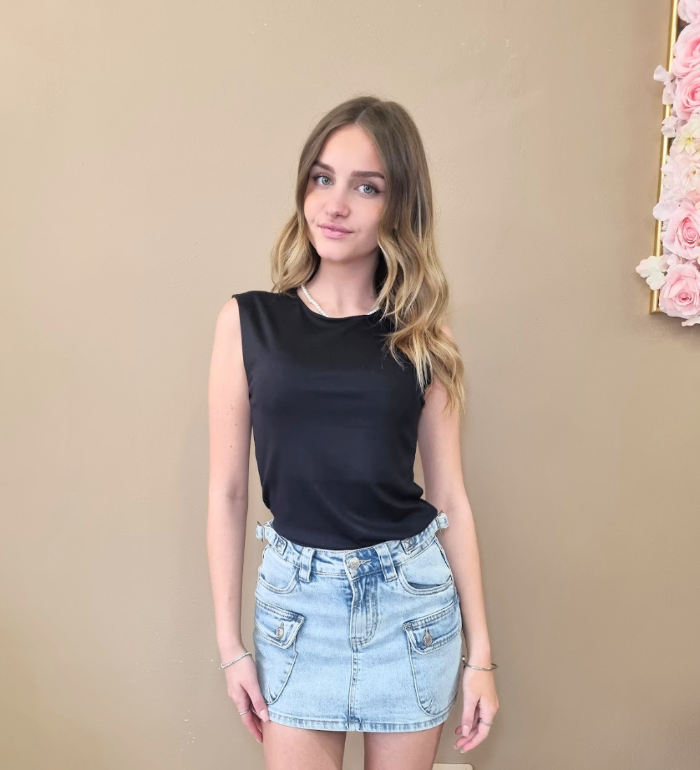 Top Smanicato Minimal Chic – Taglia Unica NERO