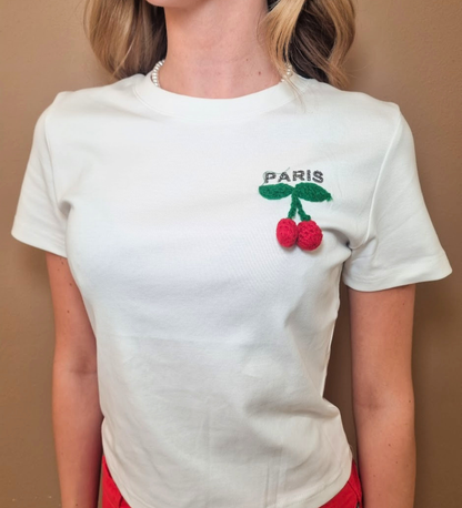 T-shirt bianca Paris Cherry