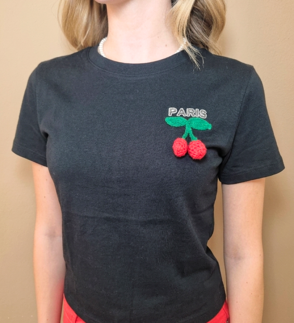 T-shirt nera Paris Cherry