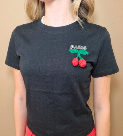 T-shirt nera Paris Cherry