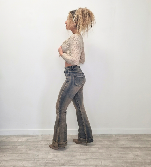 Jeans Flare Lavaggio Vintage Gold