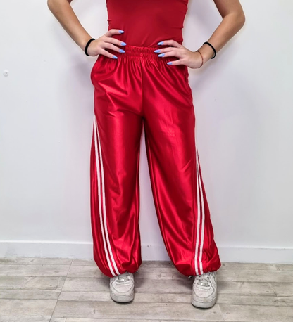 Pantaloni Wide-Leg Satinati  con Fondo Regolabile