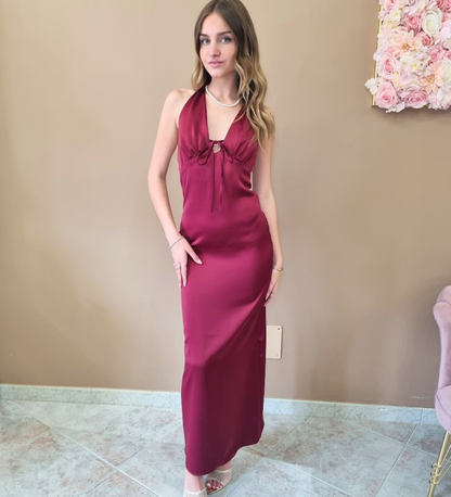 Abito Lungo Satin Venere Red Wine