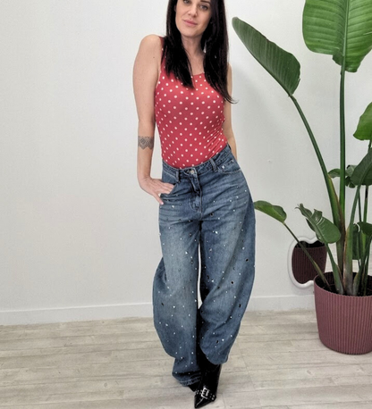 Jeans Baggy con Dettagli Cut-Out