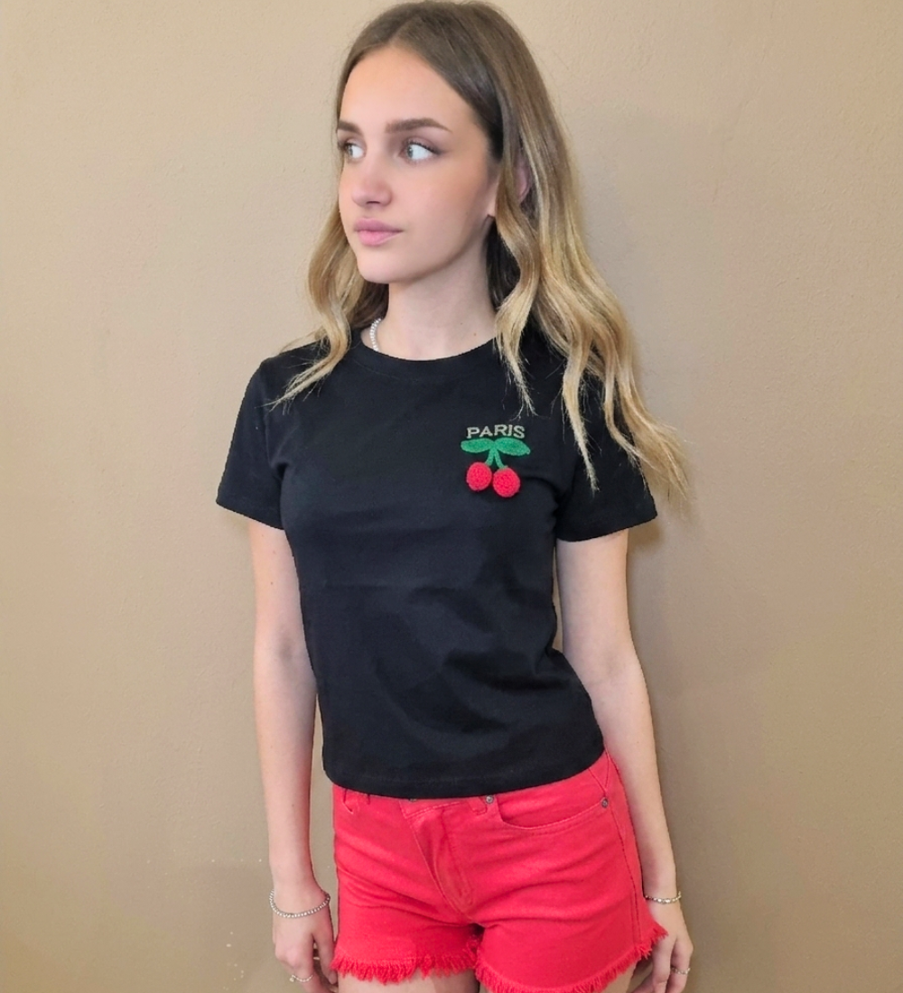 T-shirt nera Paris Cherry