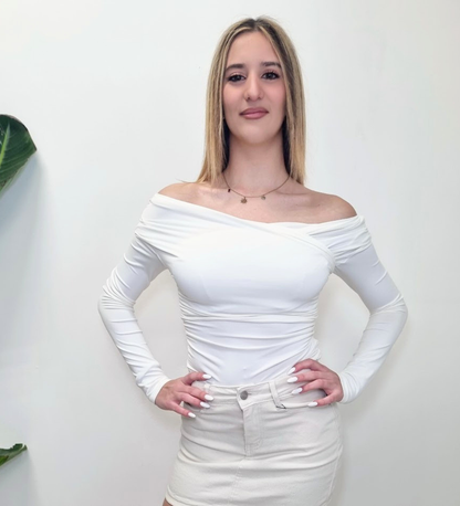 Maglia "Iris" – Sottogiacca Incrociato con Scollo Bardot