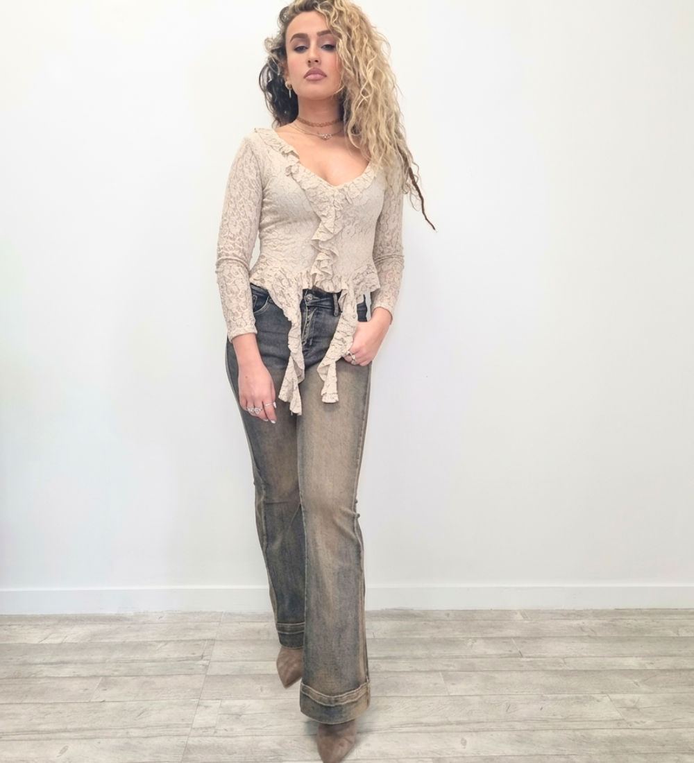 Jeans Flare Lavaggio Vintage Gold