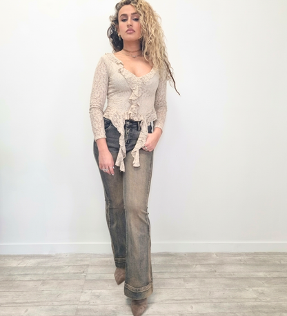Jeans Flare Lavaggio Vintage Gold