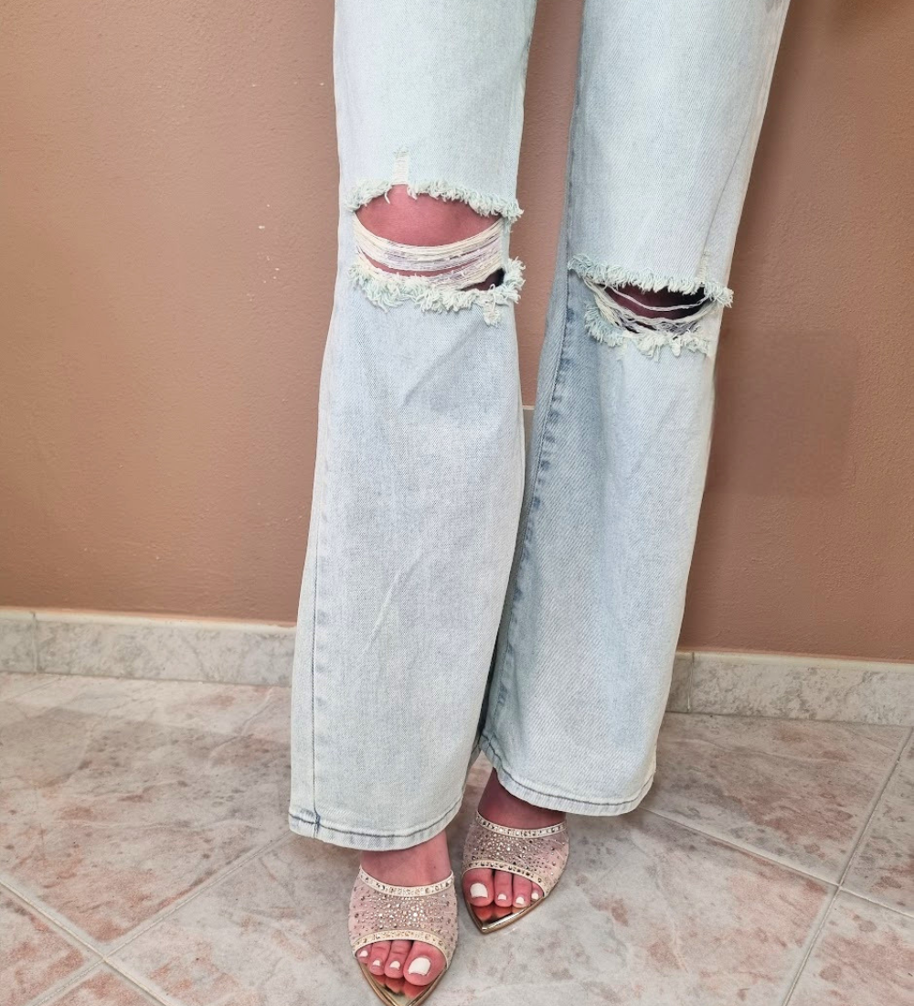 Jeans Wide-Leg Crystal Light