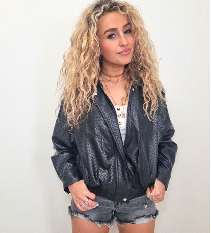 Giacca Bomber in Ecopelle Intrecciata