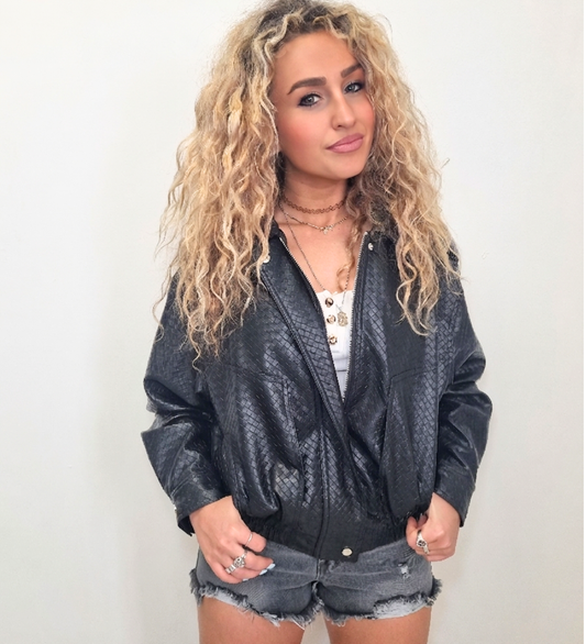 Giacca Bomber in Ecopelle Intrecciata