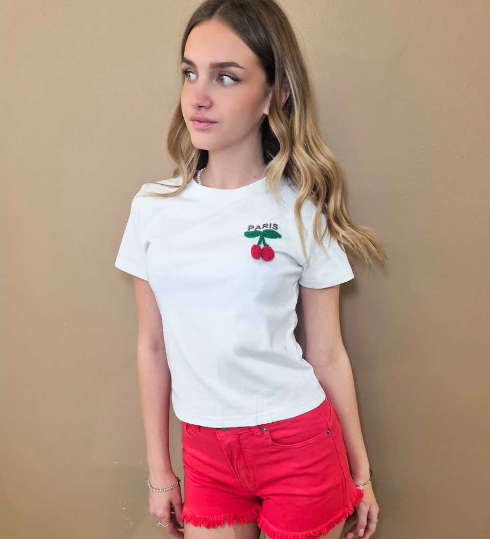 T-shirt bianca Paris Cherry