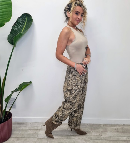 Jeans Balloon a Fantasia Animalier – Leopard Print