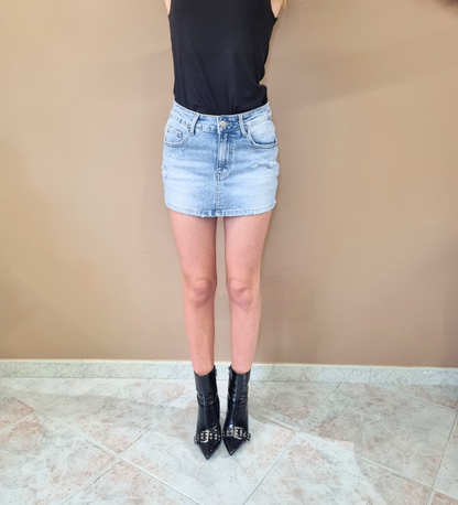 Minigonna Denim City Skort con Pantaloncino Interno
