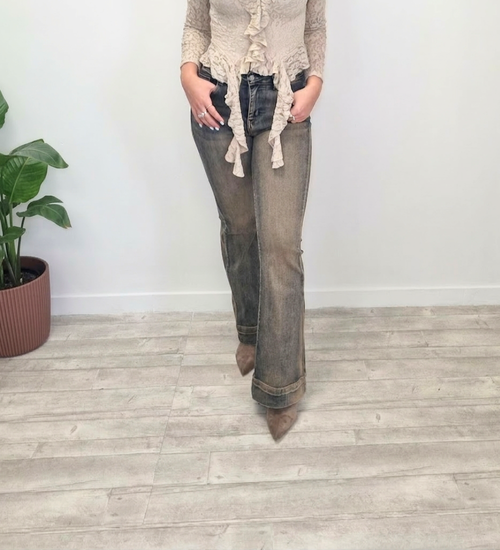 Jeans Flare Lavaggio Vintage Gold