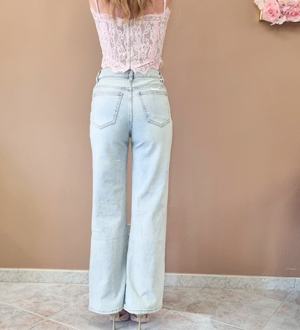 Jeans Wide-Leg Crystal Light