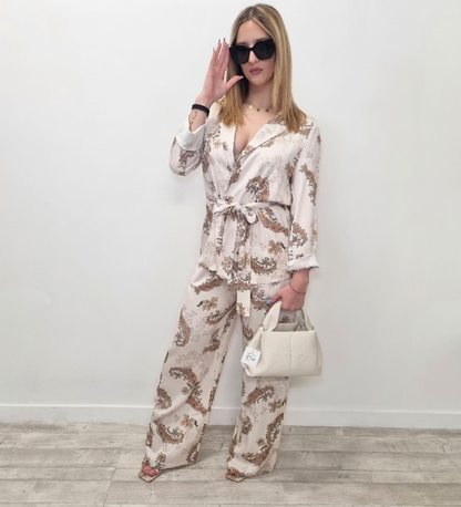 Completo Pajama-Chic Ethereal Paisley Beige & Gold