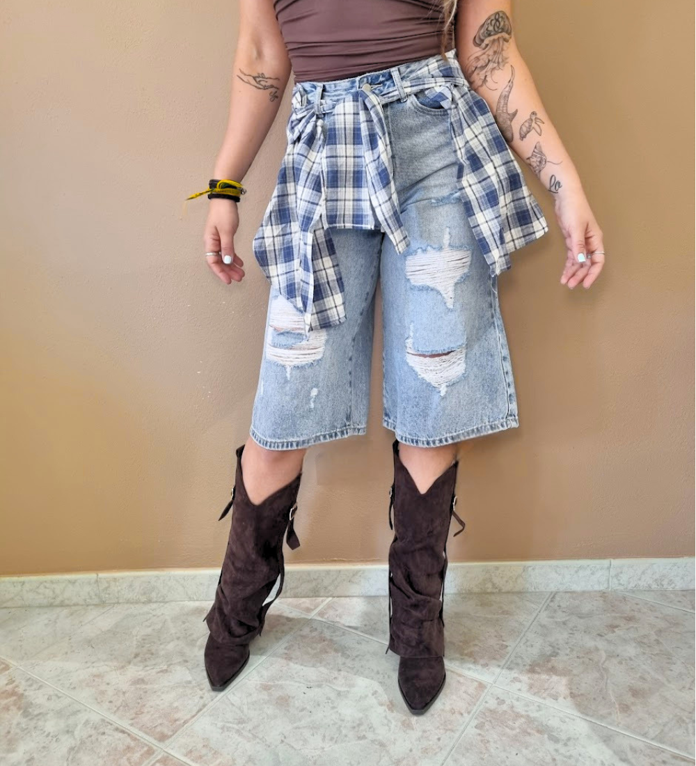Bermuda Denim Urban Destroyed con bandana