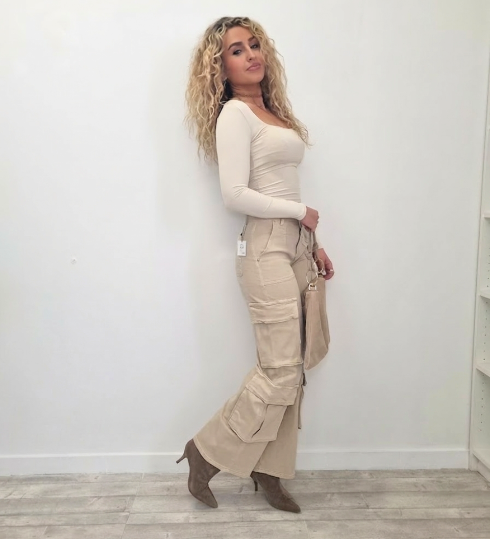 Pantaloni Cargo Wide-Leg con Tasche XL