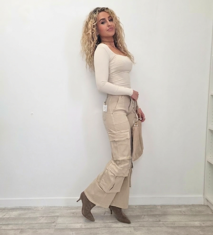 Pantaloni Cargo Wide-Leg con Tasche XL